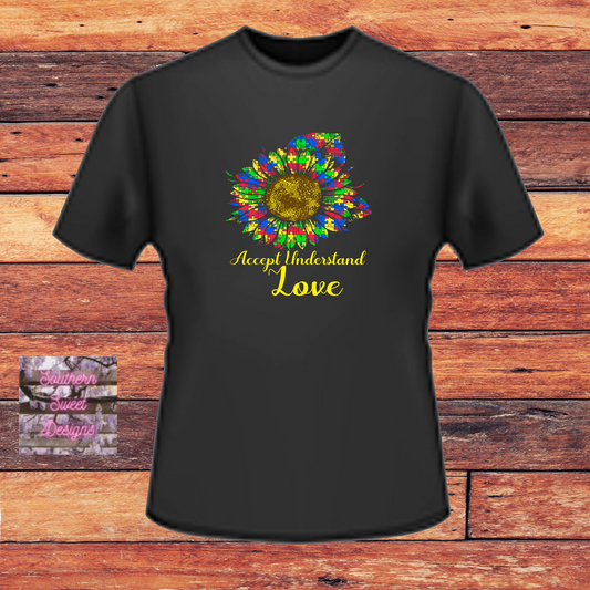 Accept Understand Love Rainbow Sunflower